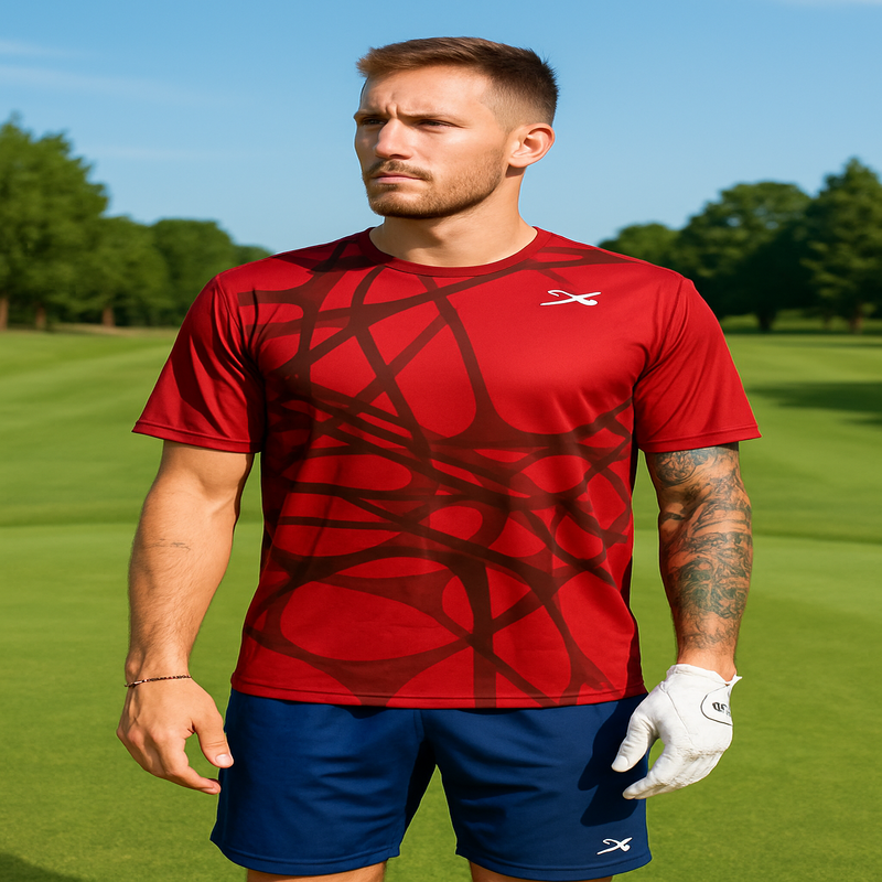 Camiseta deportiva SUTS UPF50+ para golf y actividades al aire libre.